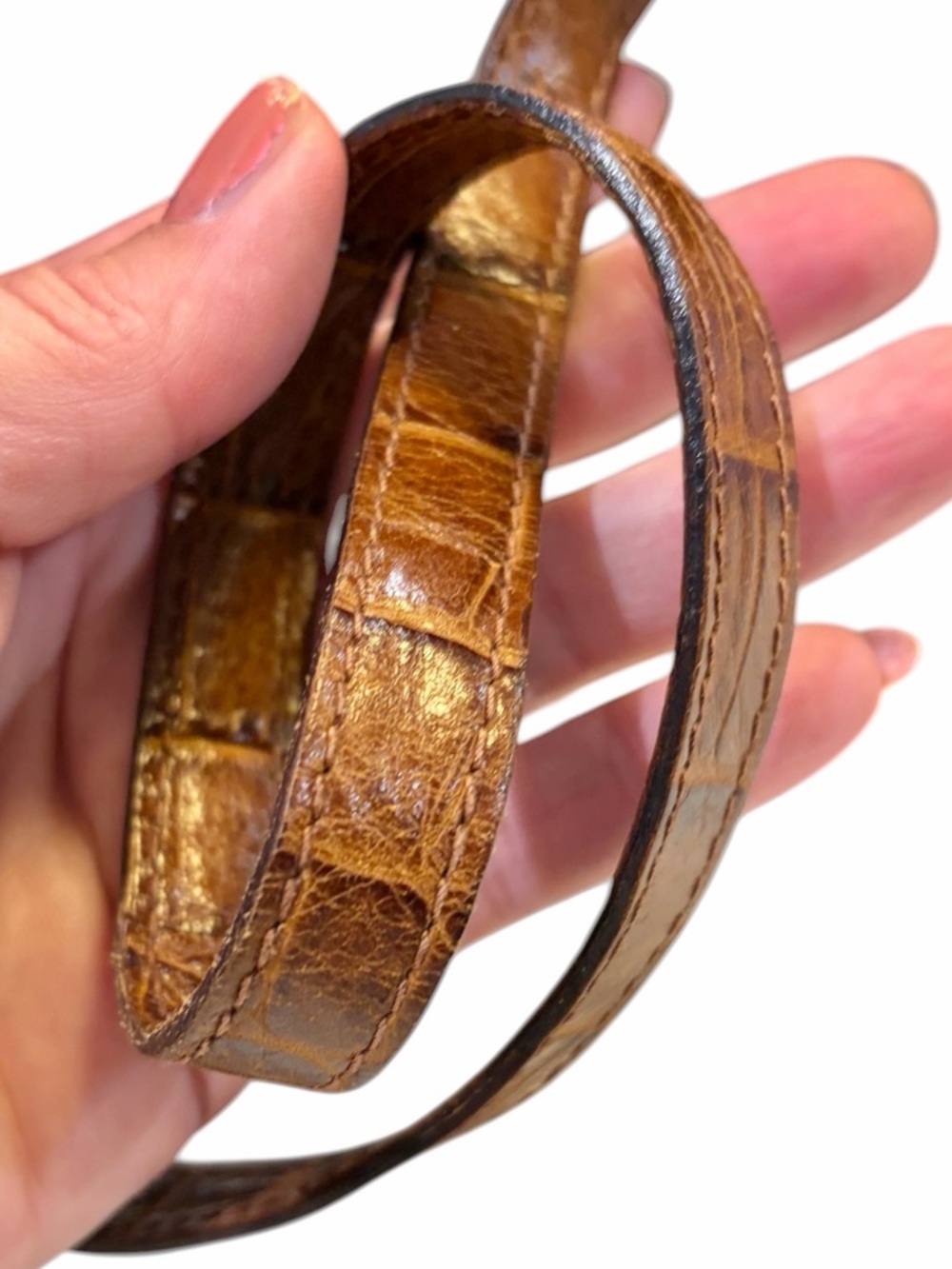 Brown Crocodile Leather Top-Handle Bag with Shoulder Strap Made in Italy 🇮🇹 - Picture 8 of 15